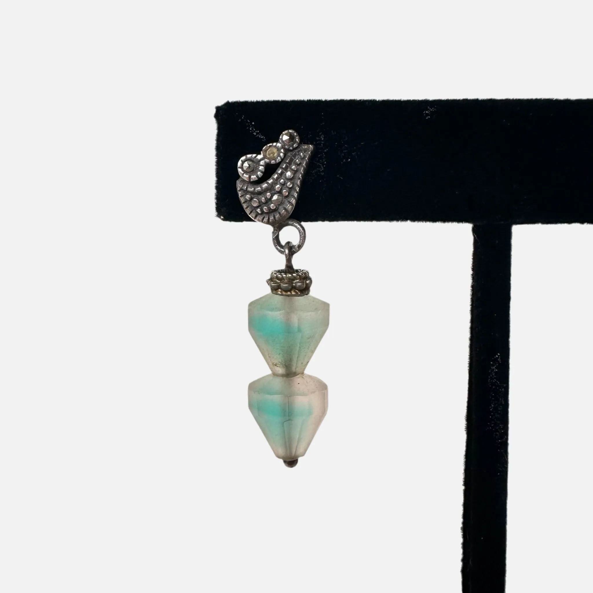 Czech Deco Glass and Sterling Earrings (51)