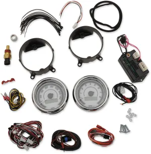 Dakota Digital MVX-8200-WK-C MVX-8K Analog/Digital Plug-In Instrumentation Two-Gauge Kit - White/Black Background - Chrome Bezel