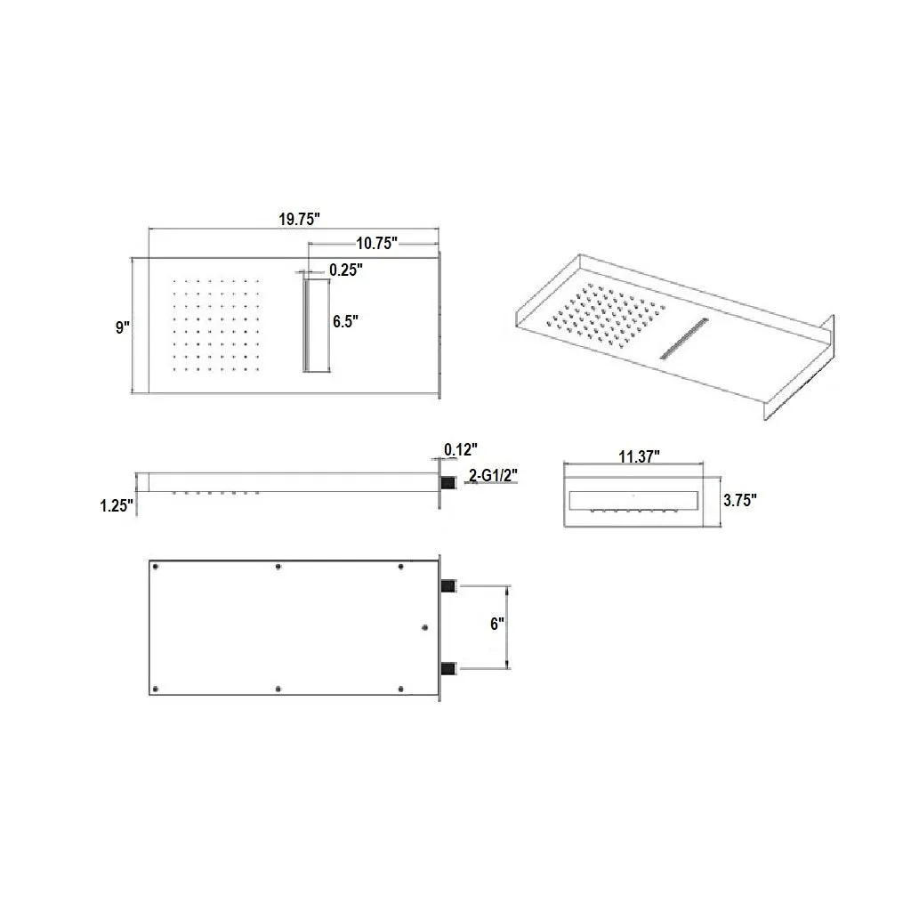 Devon Double Function Shower Head - Wall Mount - 9" Stainless Steel/Brushed Stainless Steel