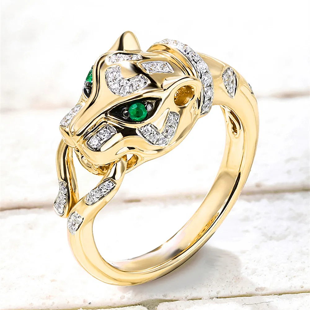 Diamond and Emerald Panther Ring