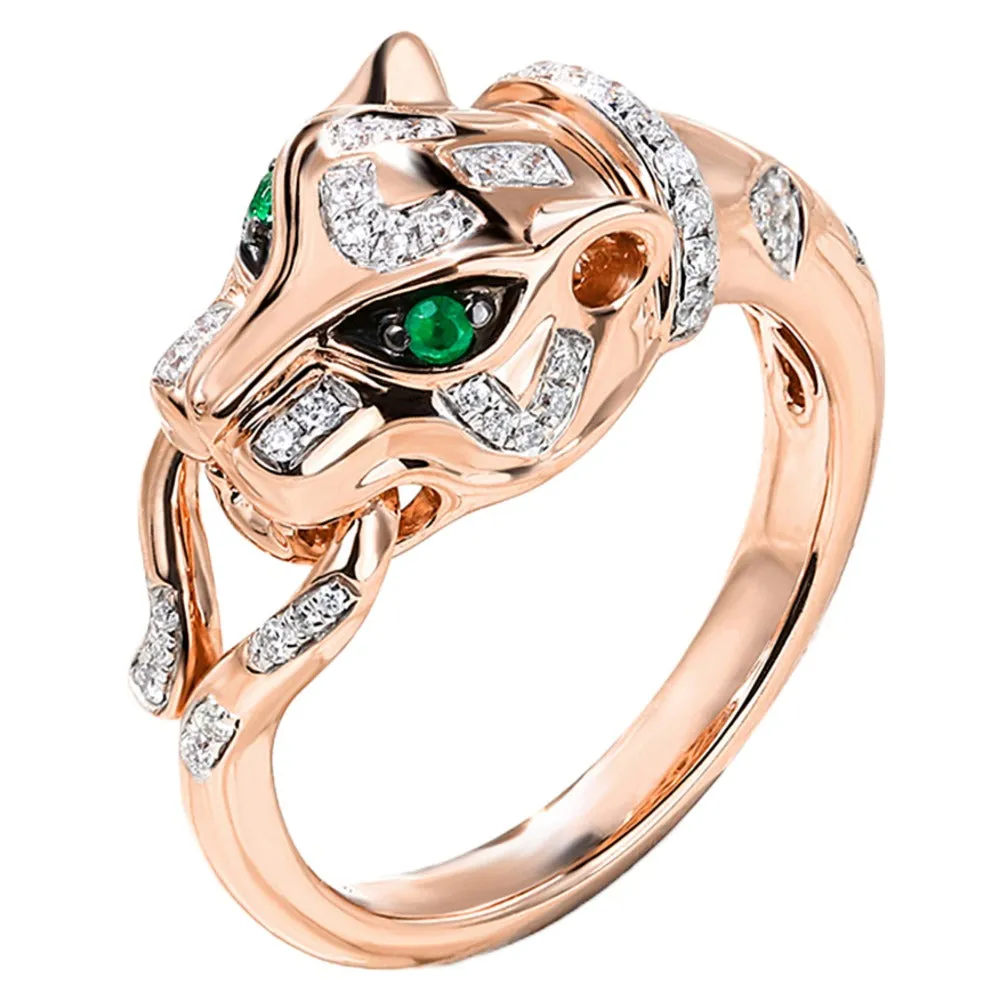 Diamond and Emerald Panther Ring