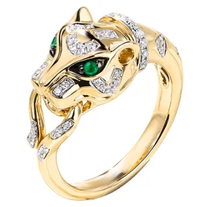 Diamond and Emerald Panther Ring