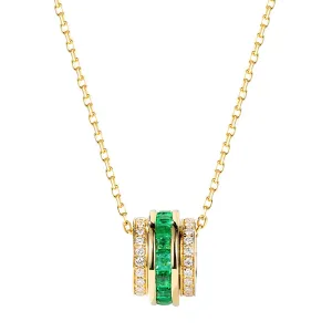 Diamond and Emerald Spin Pendant Necklace