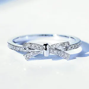 Diamond Bowknot Dainty Stackable Ring