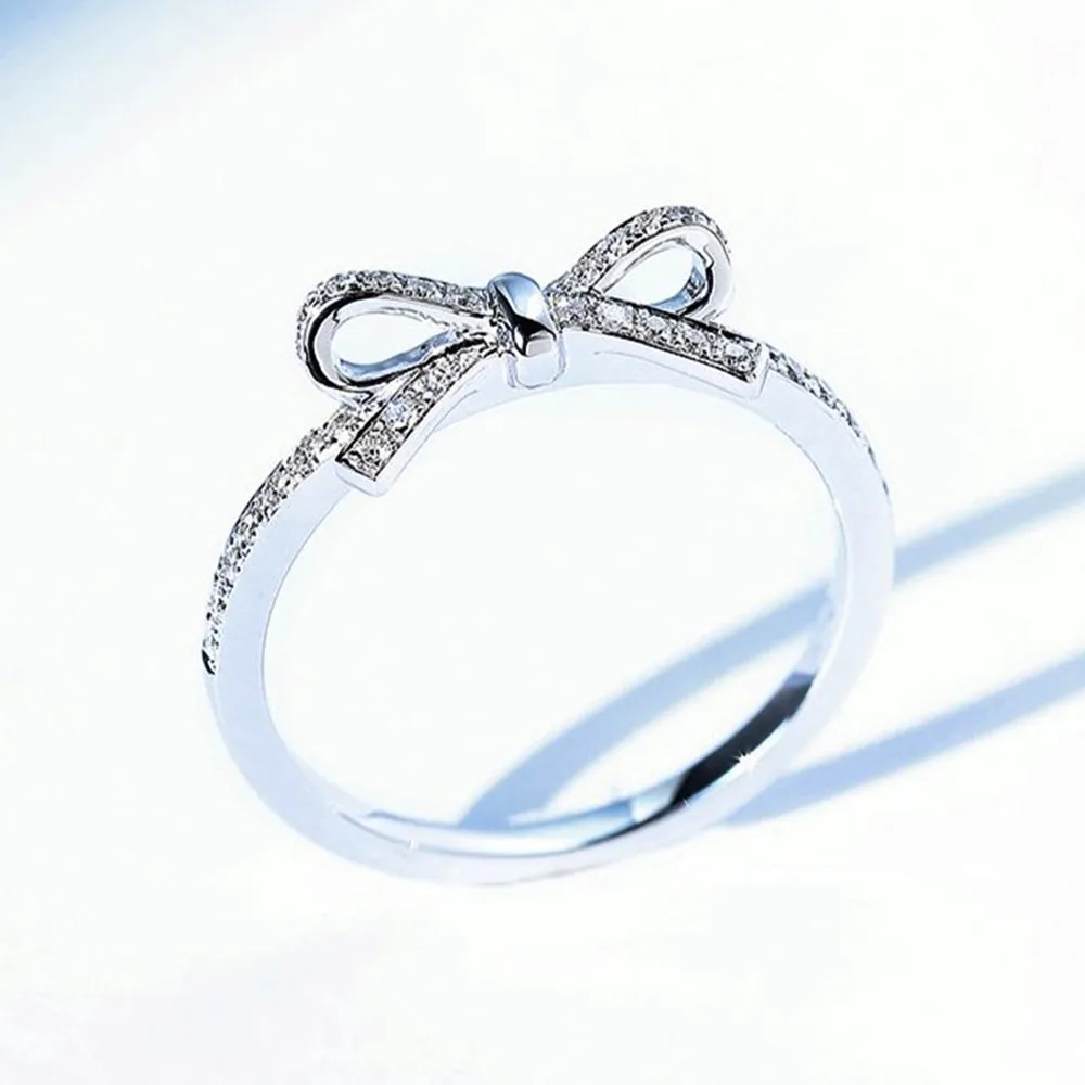 Diamond Bowknot Dainty Stackable Ring