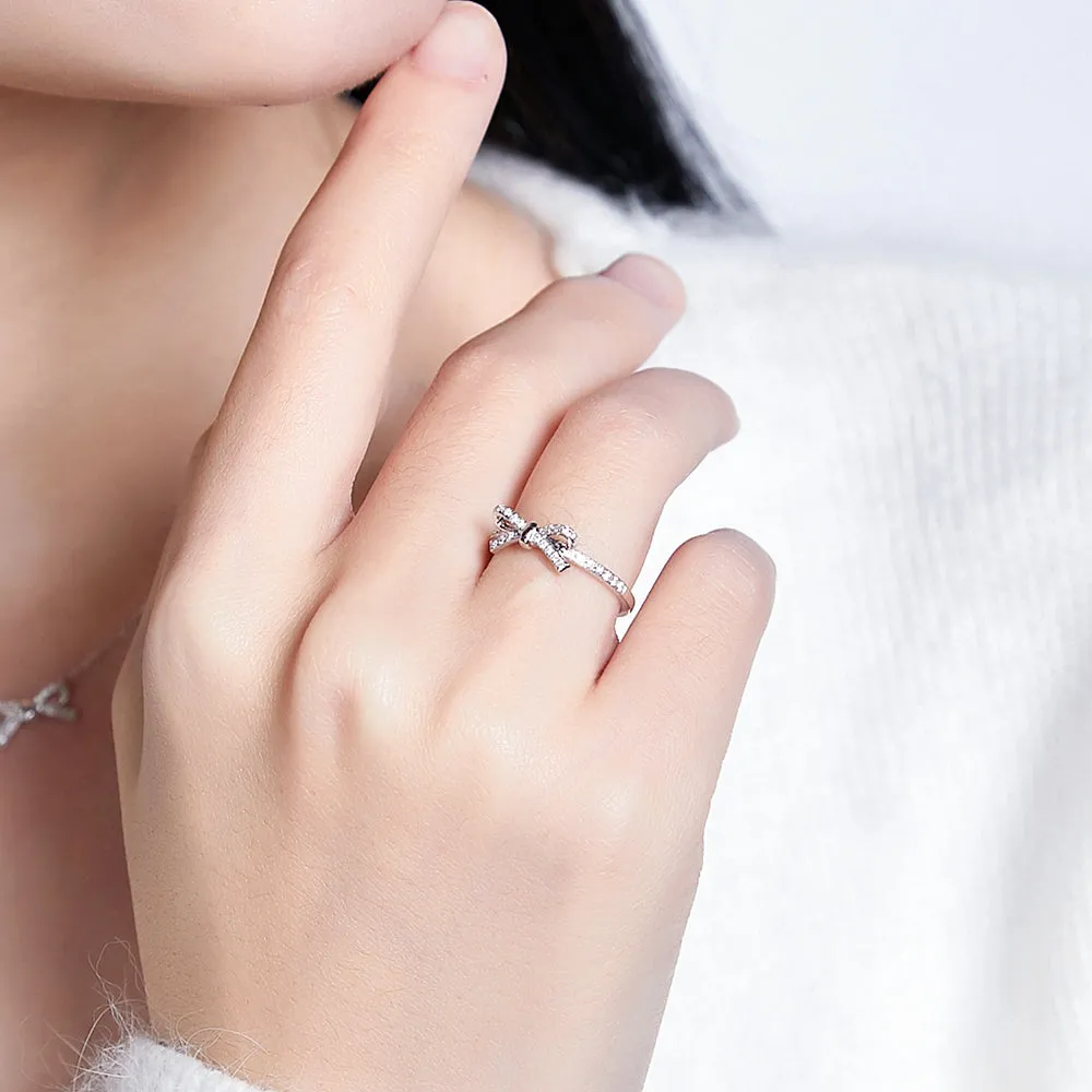 Diamond Bowknot Dainty Stackable Ring