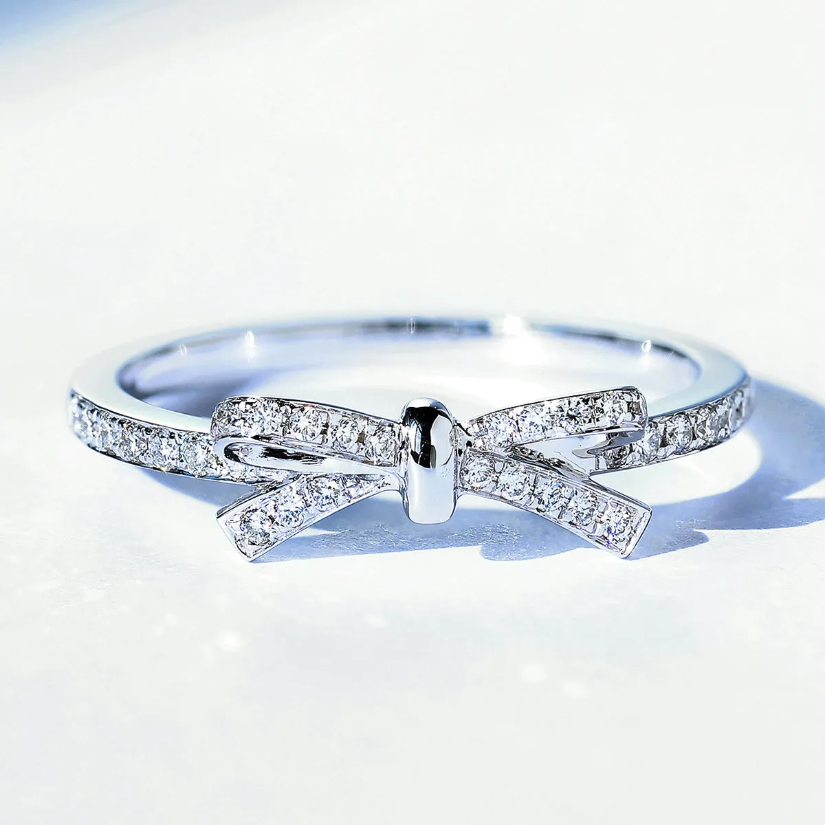 Diamond Bowknot Dainty Stackable Ring