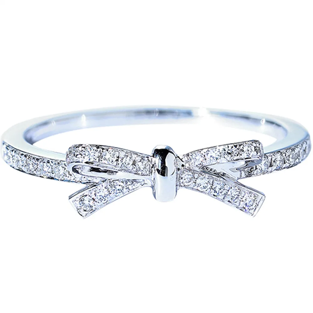 Diamond Bowknot Dainty Stackable Ring