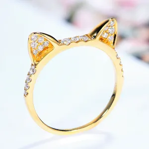 Diamond Cat Ears Lovely Kitty Ring