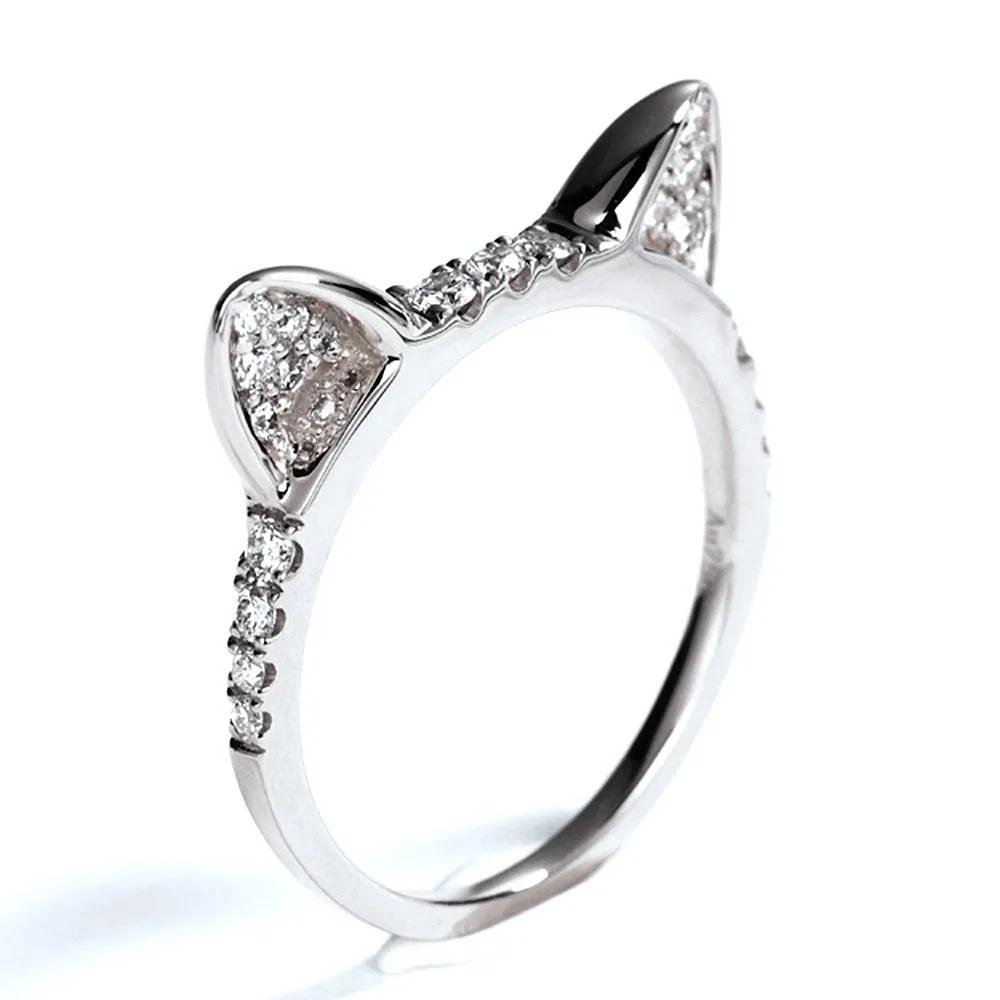 Diamond Cat Ears Lovely Kitty Ring