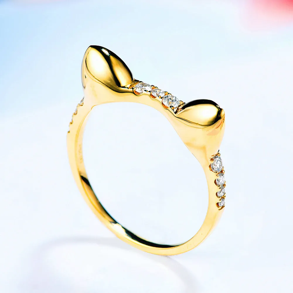 Diamond Cat Ears Lovely Kitty Ring
