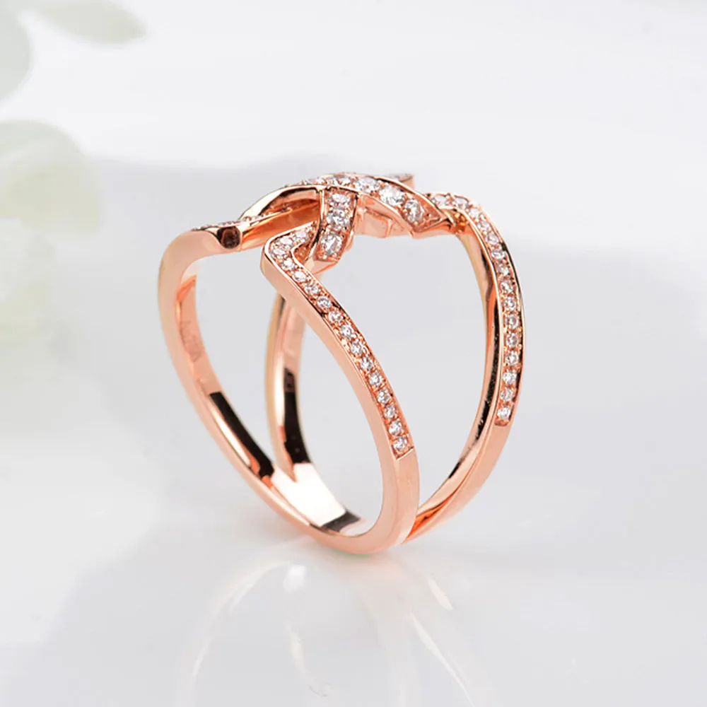 Diamond Doube Band Criss Cross X Ring