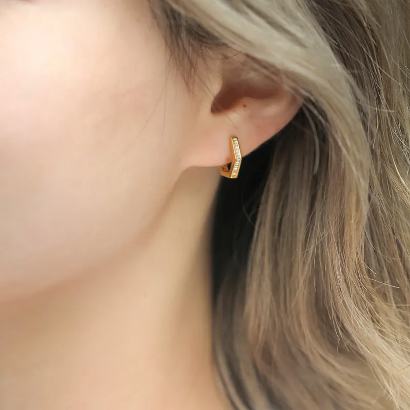 Diamond Hexagon Hoop Earrings