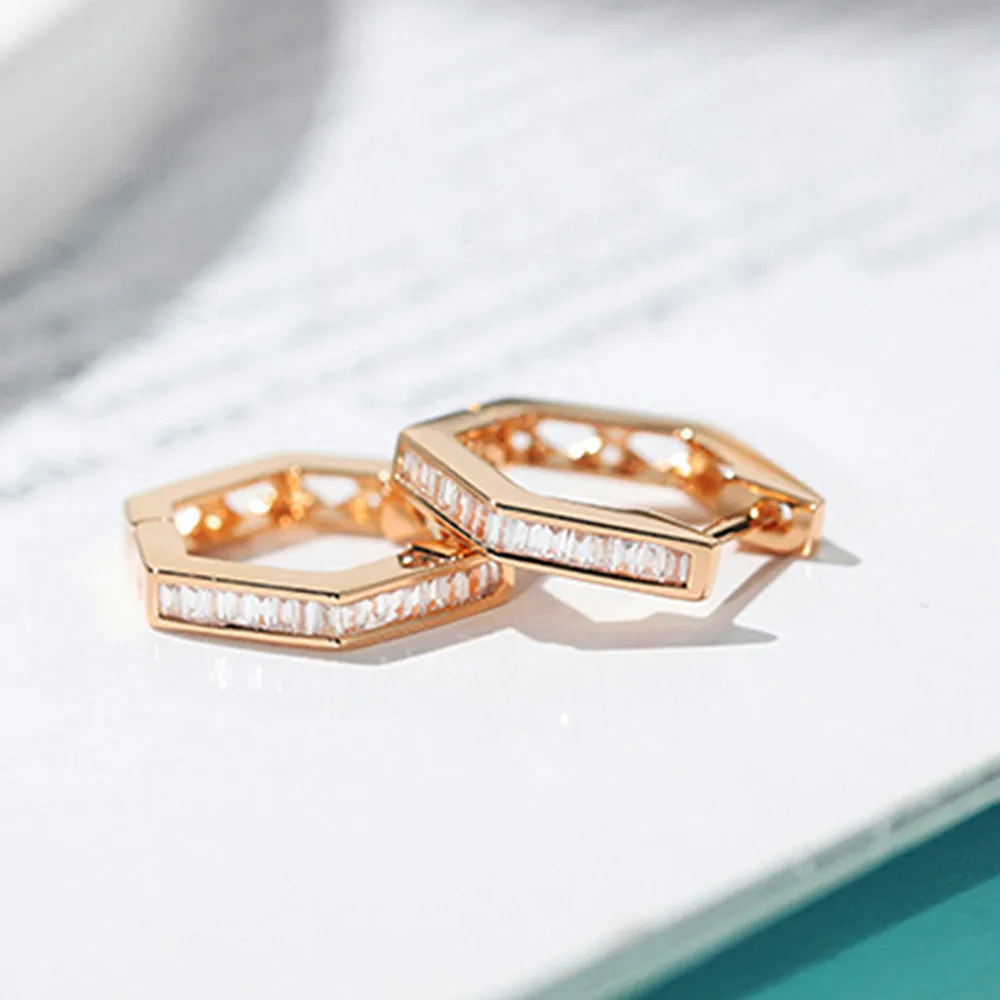 Diamond Hexagon Hoop Earrings