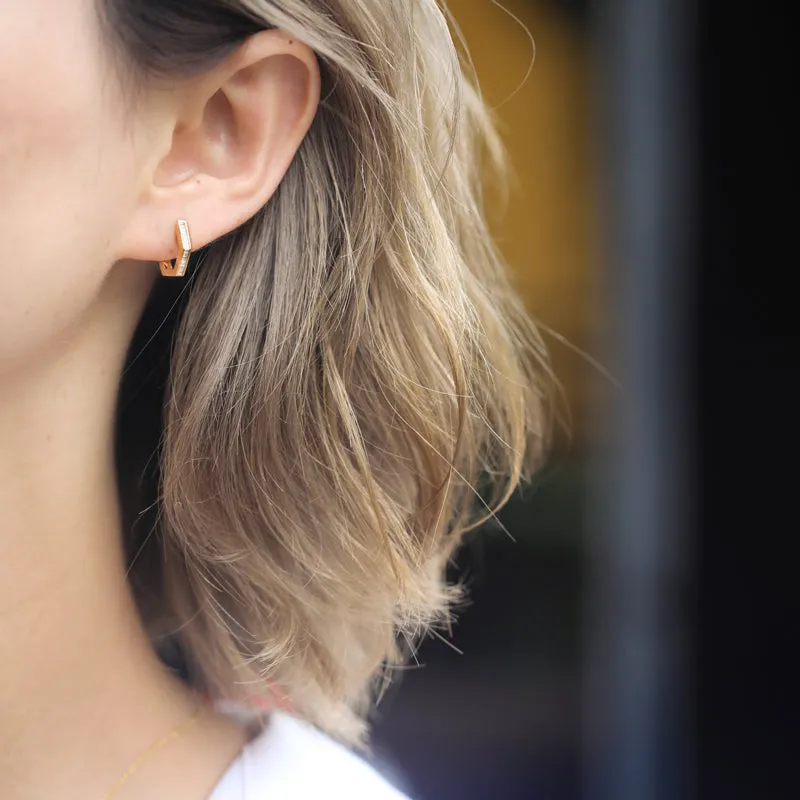 Diamond Hexagon Hoop Earrings