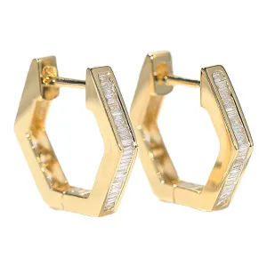 Diamond Hexagon Hoop Earrings
