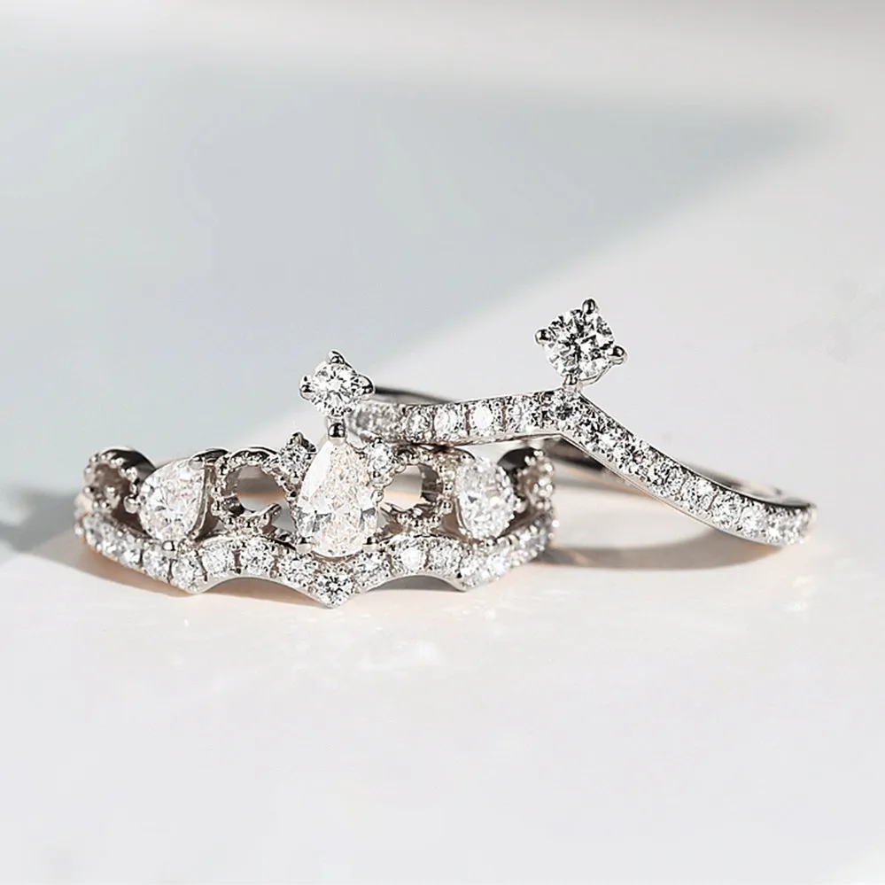 Diamond Tiara 2 Piece Bridal Ring Set
