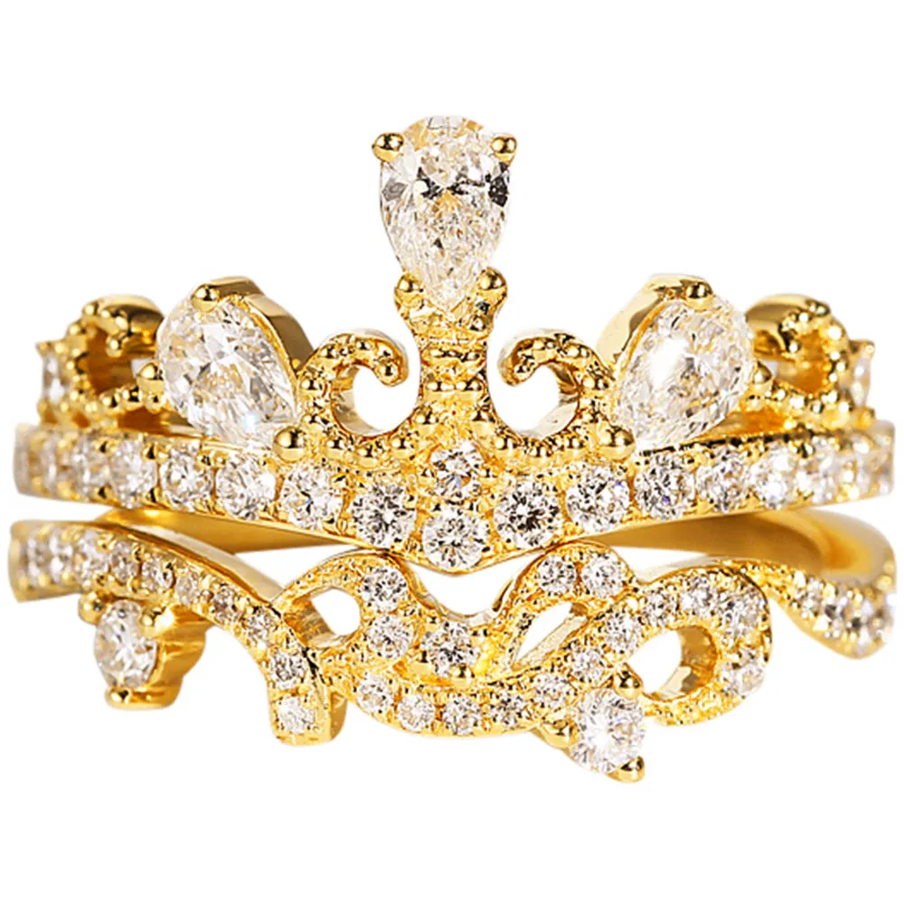 Diamond Tiara Crown Shape 2 Piece Bridal Ring Set
