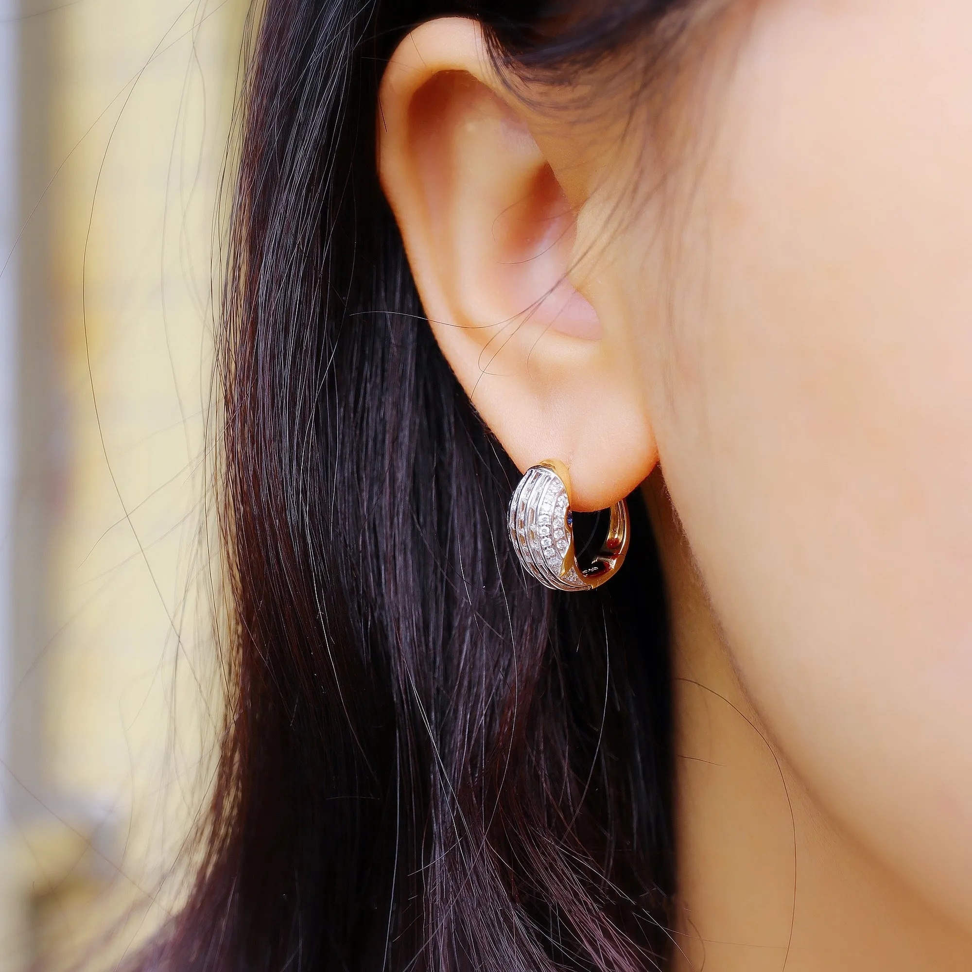 Diamond Whale Hoop Earrings