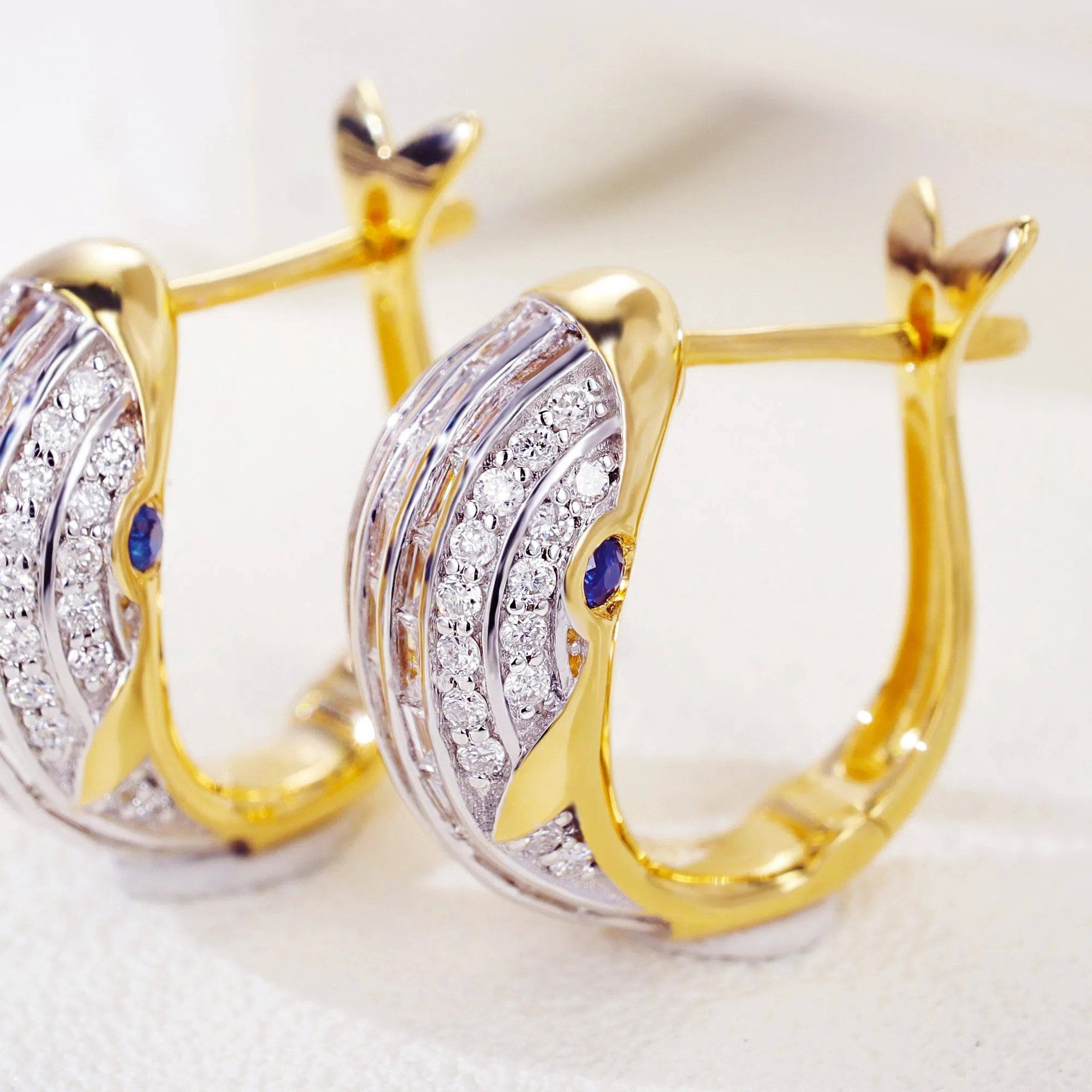 Diamond Whale Hoop Earrings