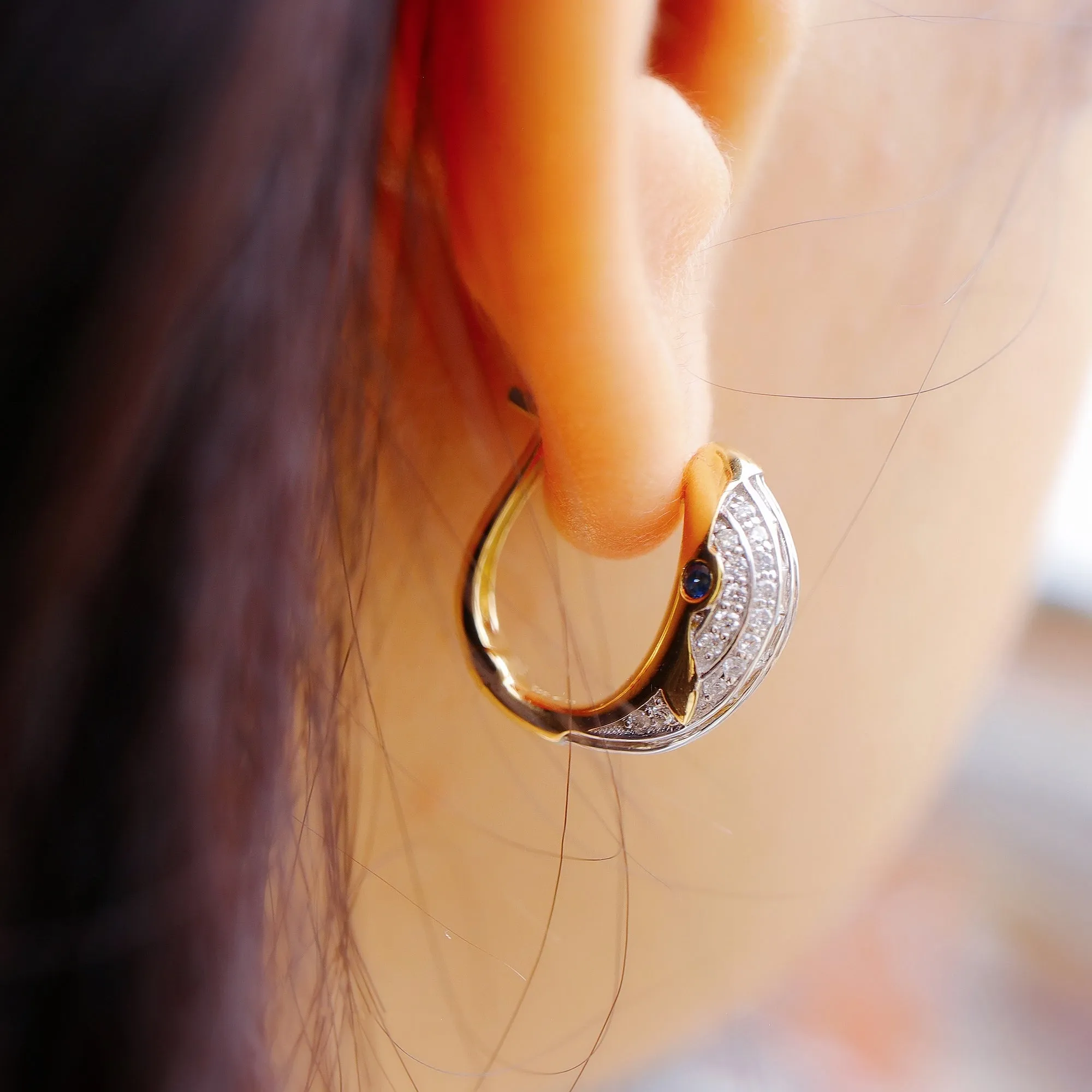 Diamond Whale Hoop Earrings