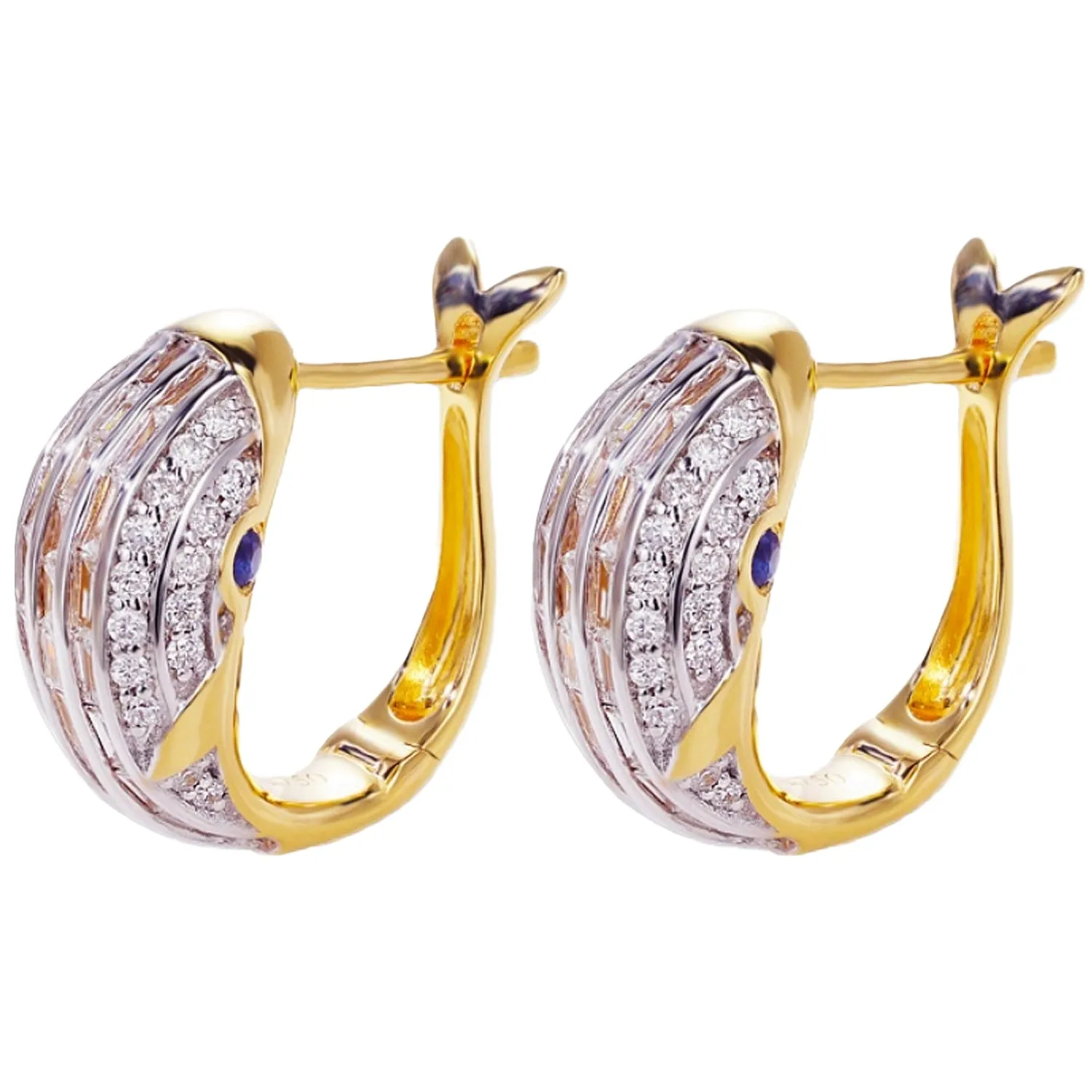 Diamond Whale Hoop Earrings