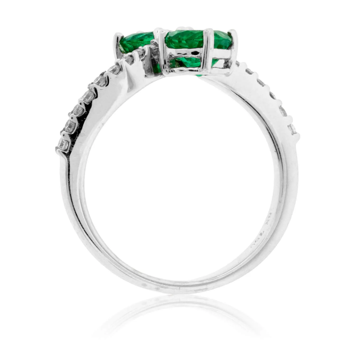 Double Oval Emerald & Diamond Bypass Style Ring