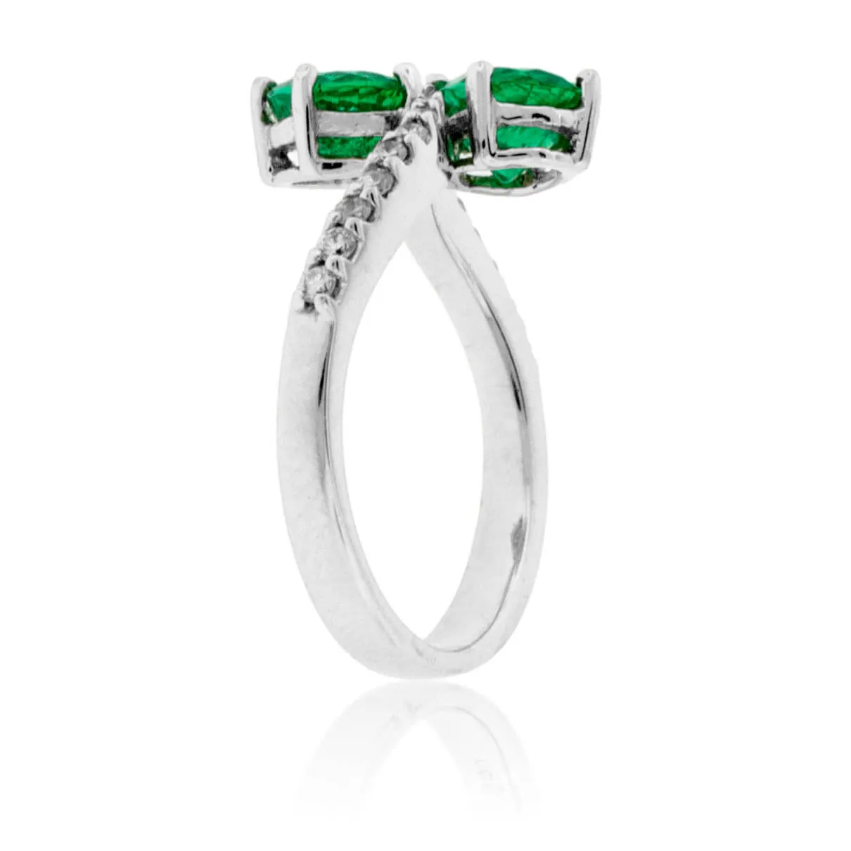 Double Oval Emerald & Diamond Bypass Style Ring