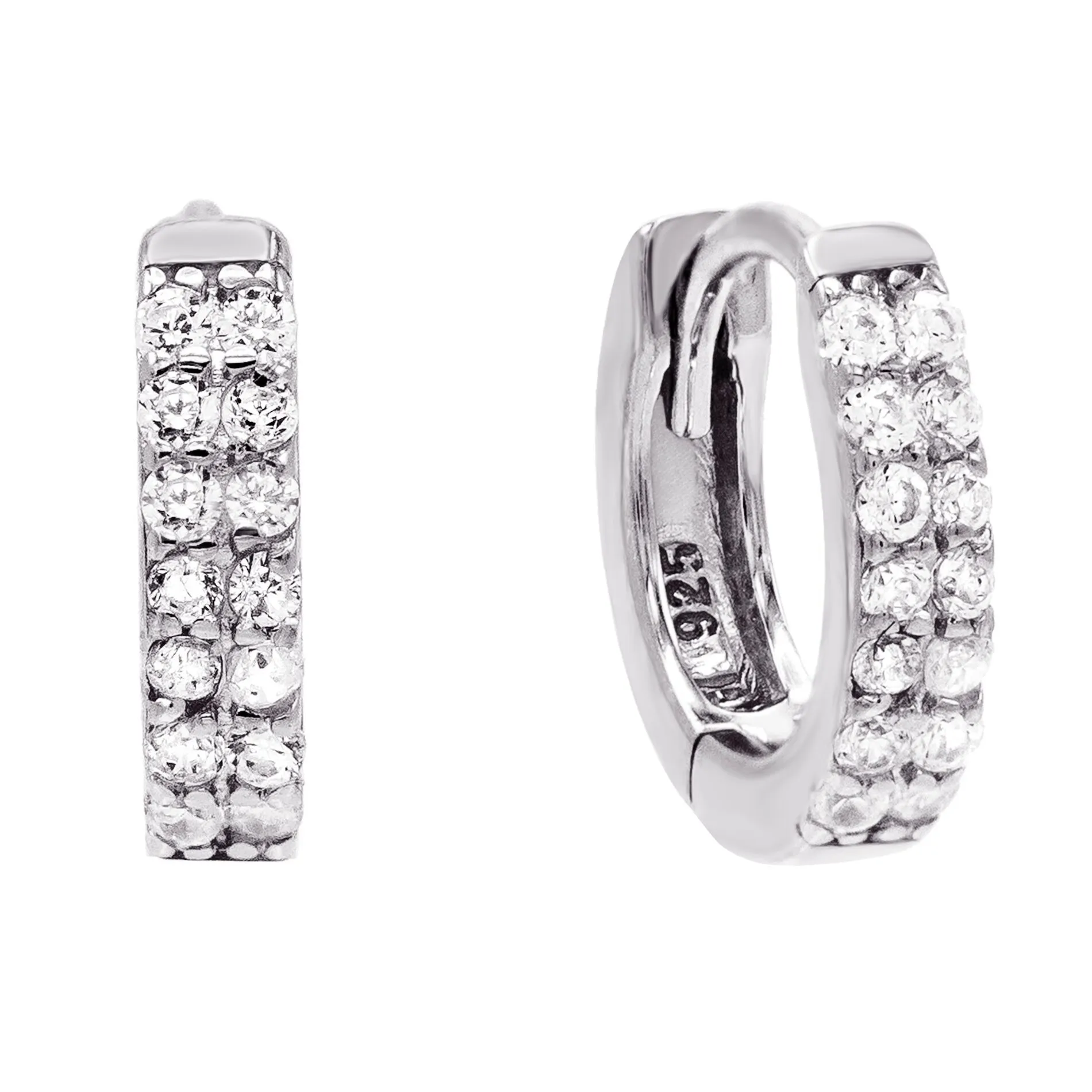 Double Row Pavé Huggie Earring