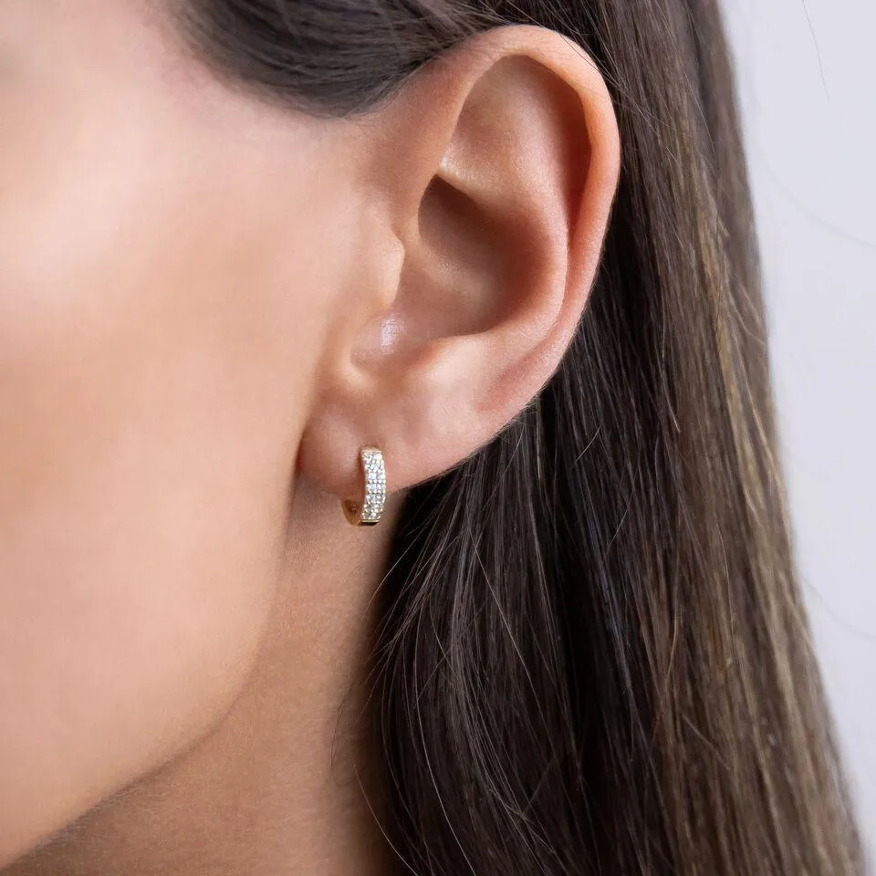 Double Row Pavé Huggie Earring