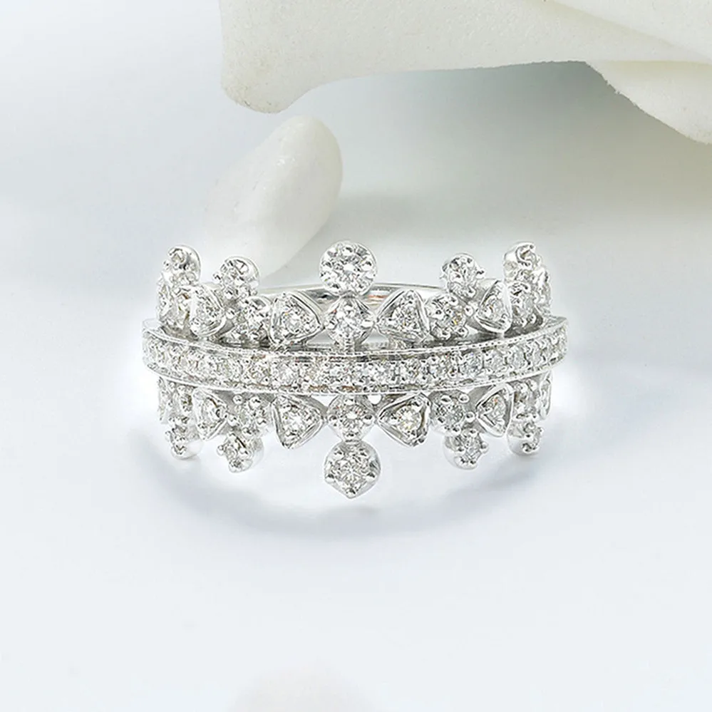 Double Side Tiara Crown Diamond Ring