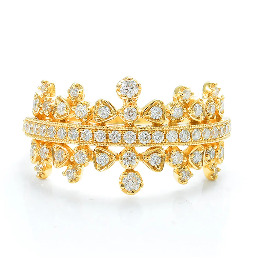 Double Side Tiara Crown Diamond Ring