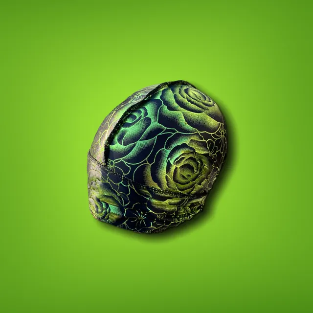 DUtheRAGthing Black & Green "Rose" Silky Graphic Durag