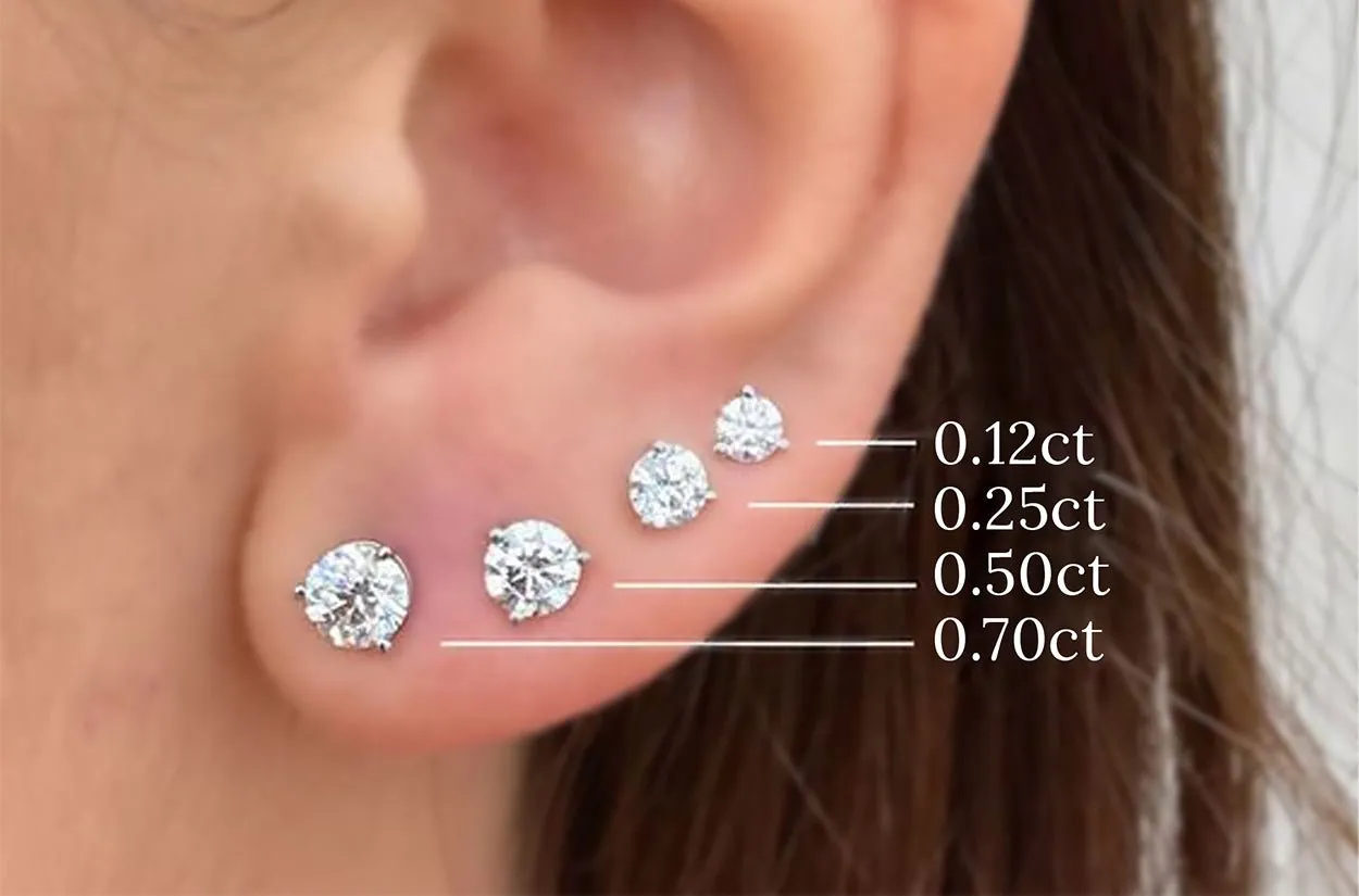 Earrings 1cts GIA Certified Natural Round Diamond Platinum Stud J Color VS2 Clarity