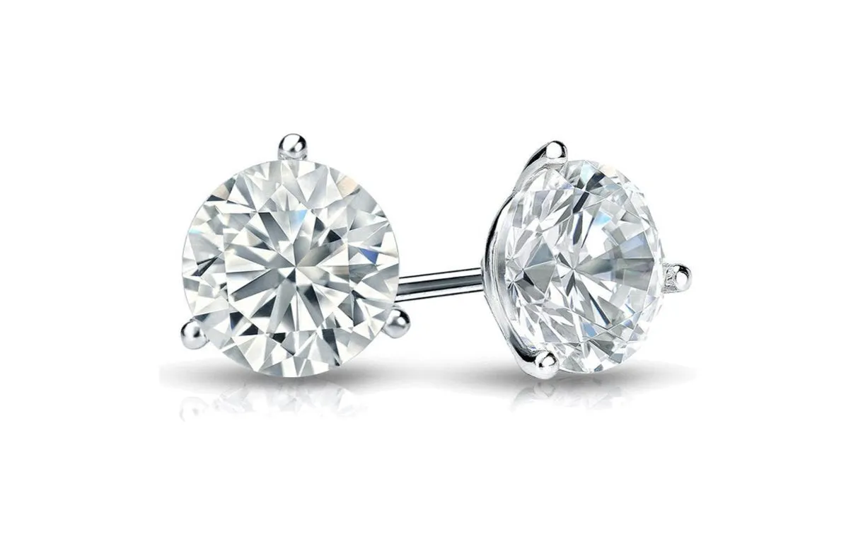 Earrings 3.00 cts Natural Round Diamonds GIA I VS2 Platinum Studs