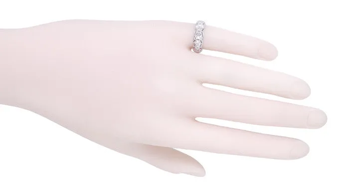 Easton Art Deco Vintage Rose Cut Diamond Wedding Band in Platinum - Size 4.5