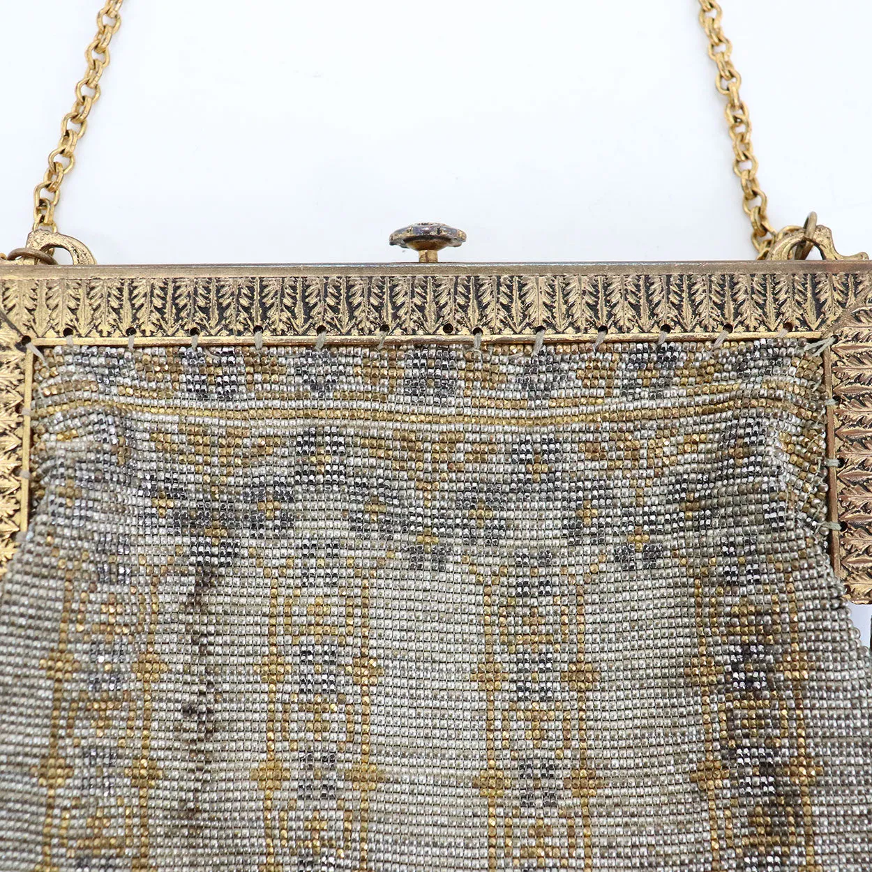Edwardian/Art Deco French Steel Cut Micro Beaded Evening Fringed Handbag