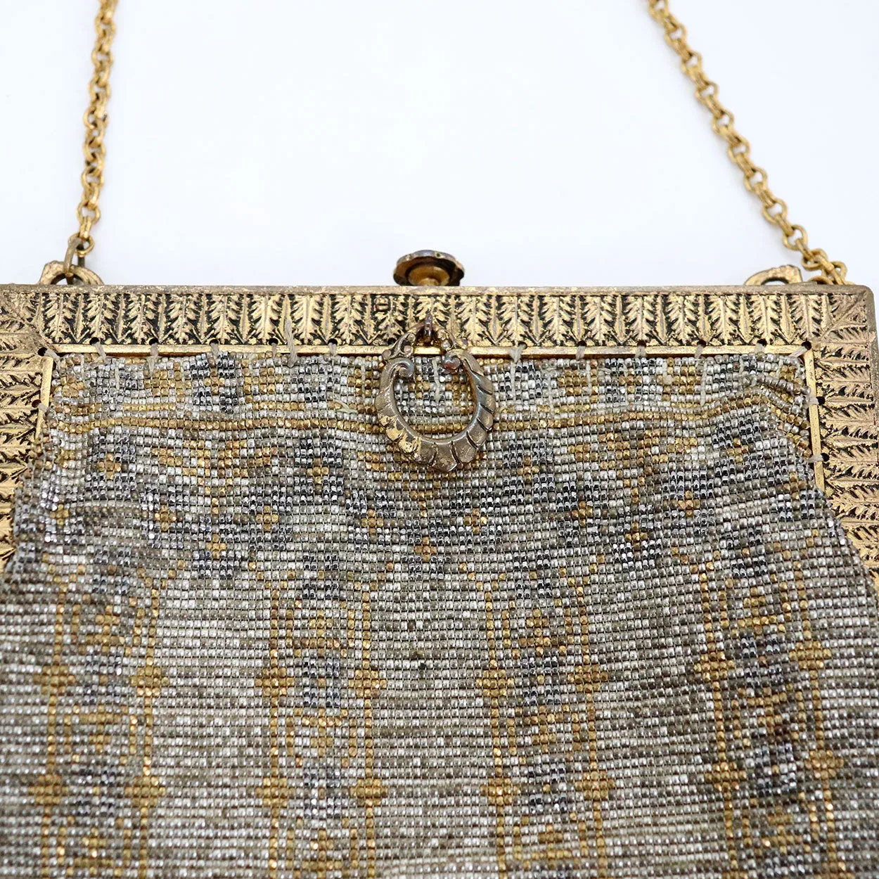 Edwardian/Art Deco French Steel Cut Micro Beaded Evening Fringed Handbag