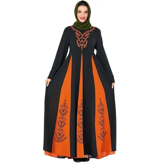Embroidery Jijab Muslim Dress Female Hit Color Caftan Turkish Islamic Kaftan Robe Musulman Abayas