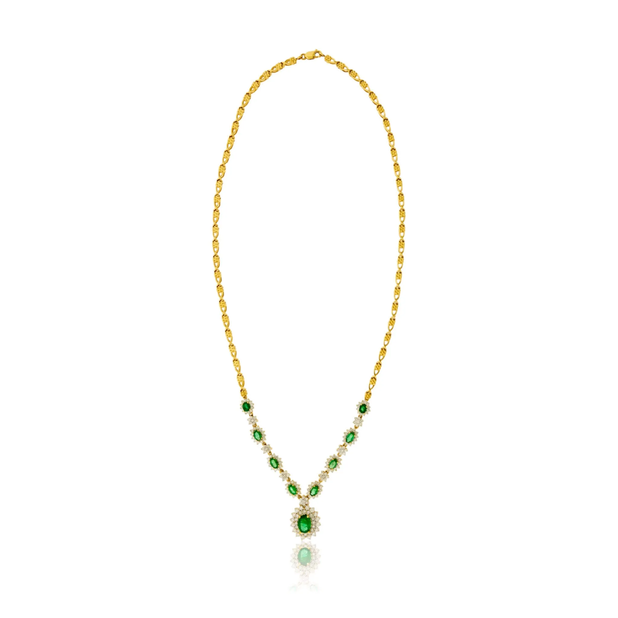 Emerald & Diamond Classic Halo Full Necklace