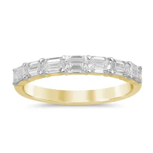 Emerald Cut 5 Stone Ring with 1.00ct of Diamonds in 9ct Yellow Gold