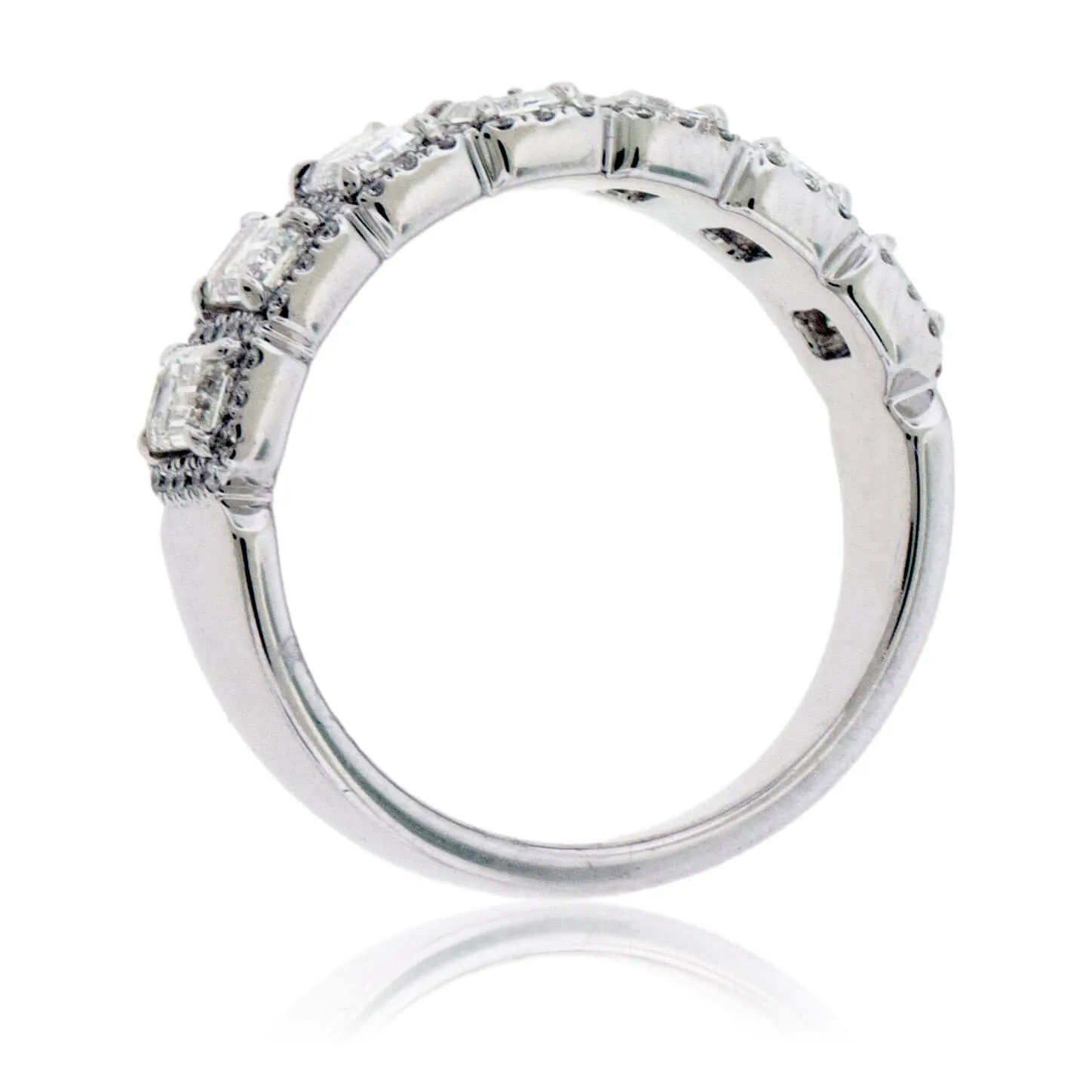 Emerald Cut Diamond & Diamond Halo Band