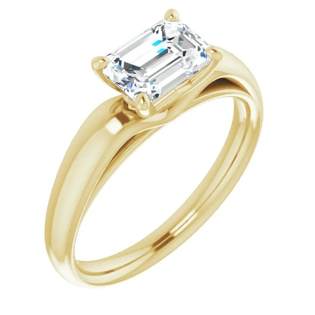Emerald Cut Diamond Solitaire Engagement Ring