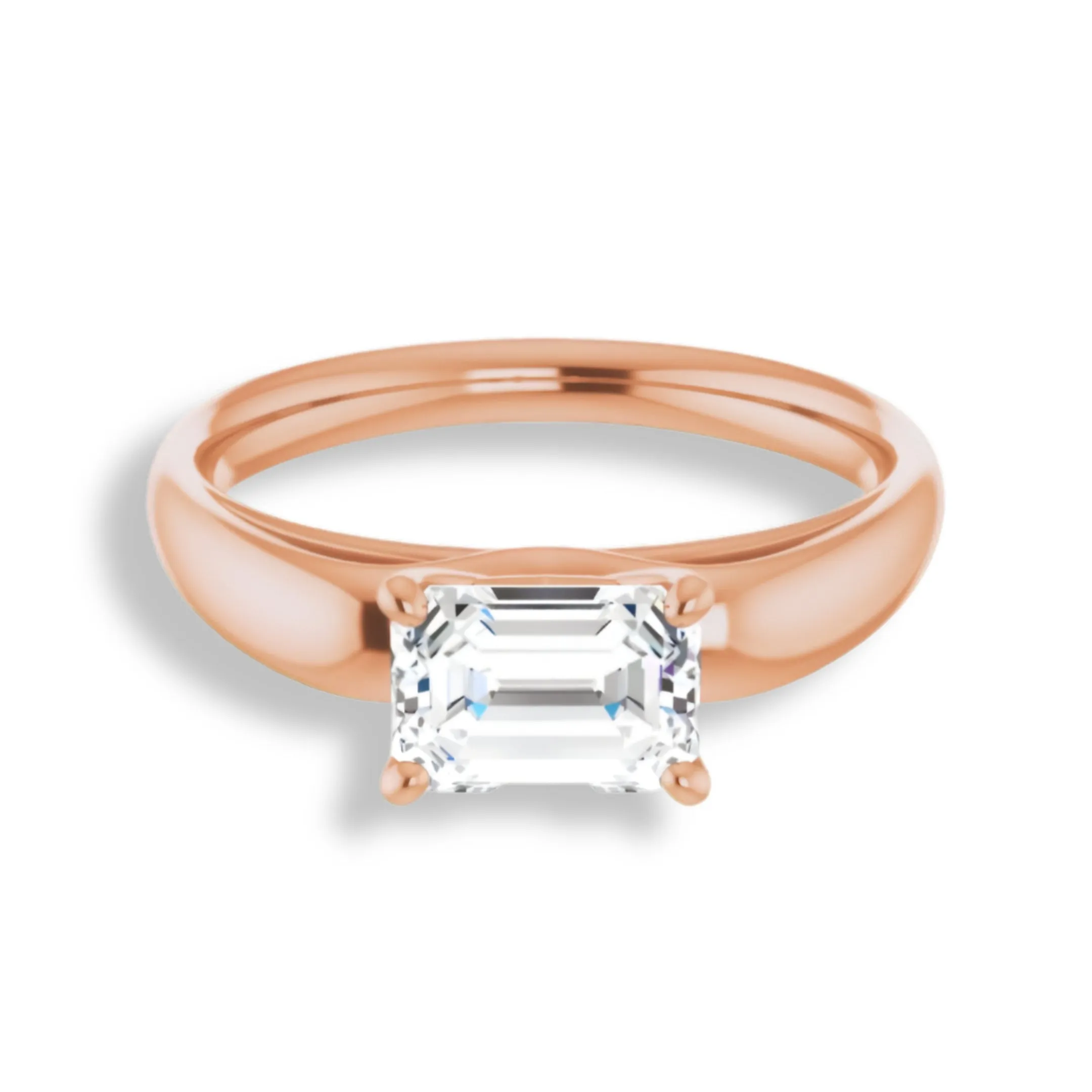 Emerald Cut Diamond Solitaire Engagement Ring