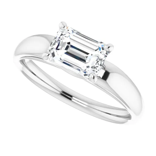 Emerald Cut Diamond Solitaire Engagement Ring