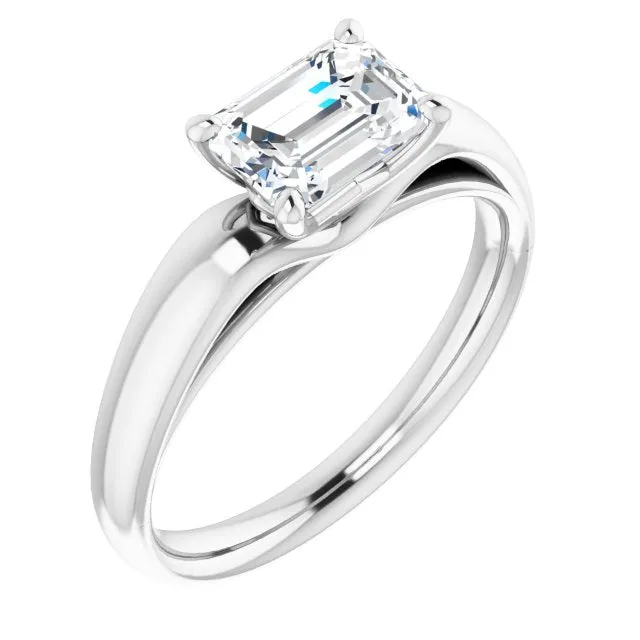 Emerald Cut Diamond Solitaire Engagement Ring