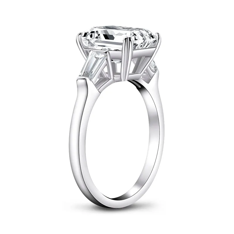 Emerald Cut Moissanite Diamond Three Stone Ring