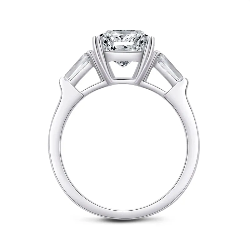 Emerald Cut Moissanite Diamond Three Stone Ring