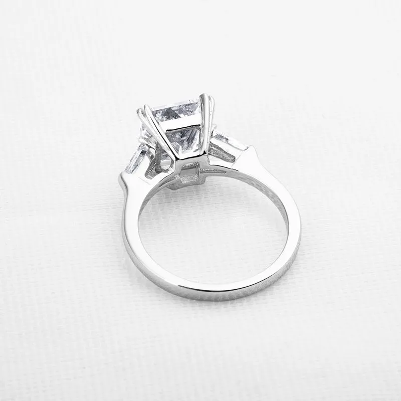 Emerald Cut Moissanite Diamond Three Stone Ring
