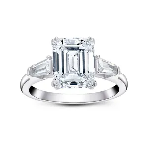 Emerald Cut Moissanite Diamond Three Stone Ring